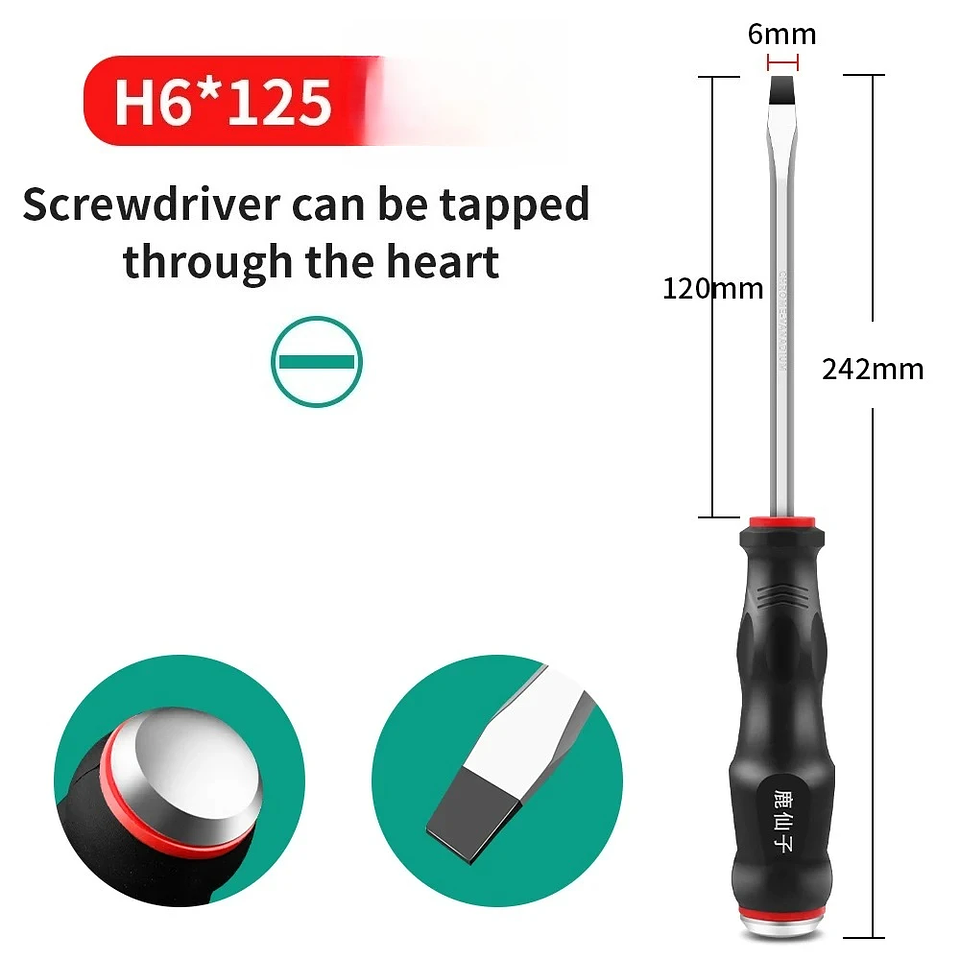Heavy-Duty Go-Through Screwdriver | High-Torque Magnetic Chrome Vanadium Steel Driver for Automotive & Industrial Use 12