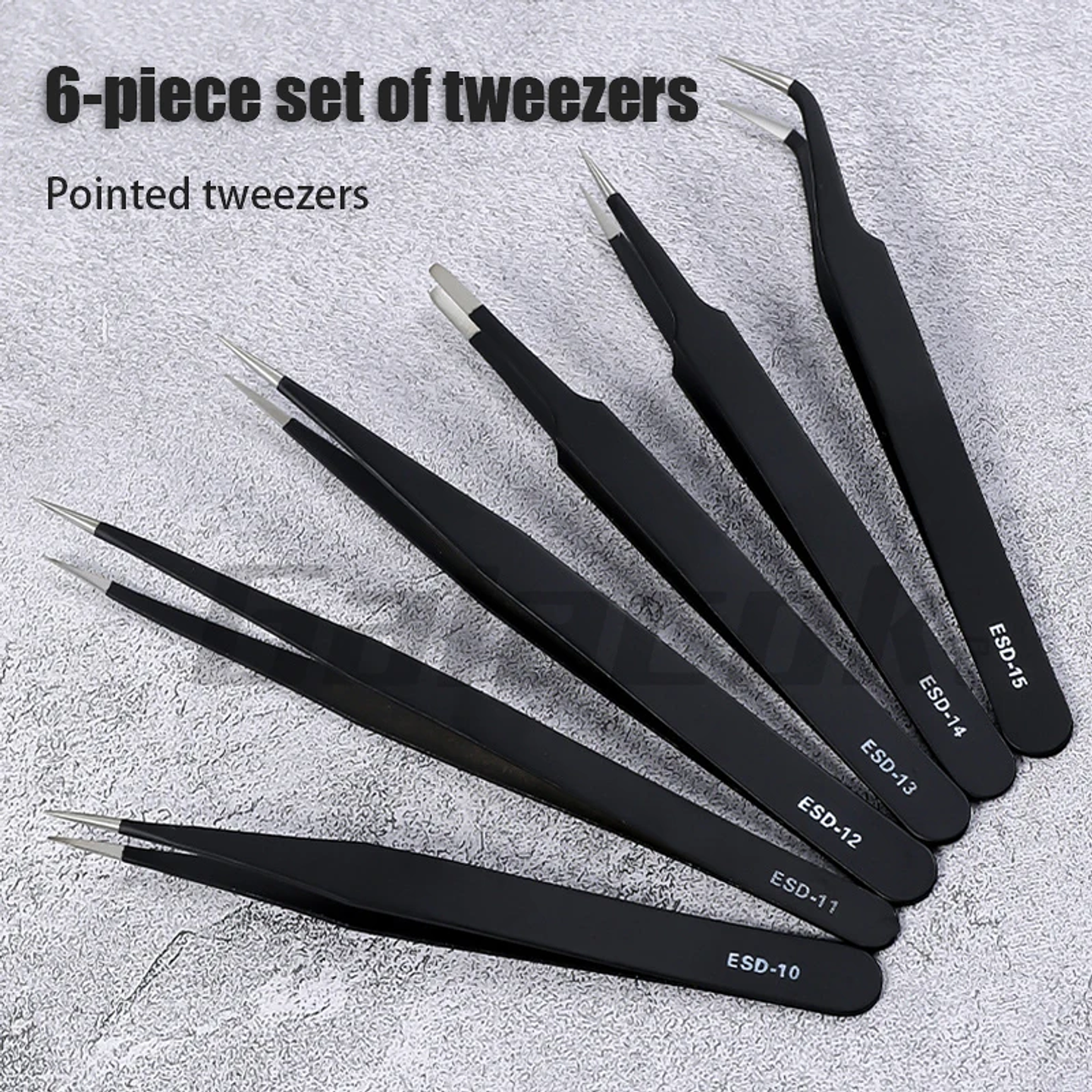 Antistatic Stainless Steel Tweezers 6 PCS Precision Maintenance Industrial Repair Curved Tool Home Work Model Making Hand Tools 3