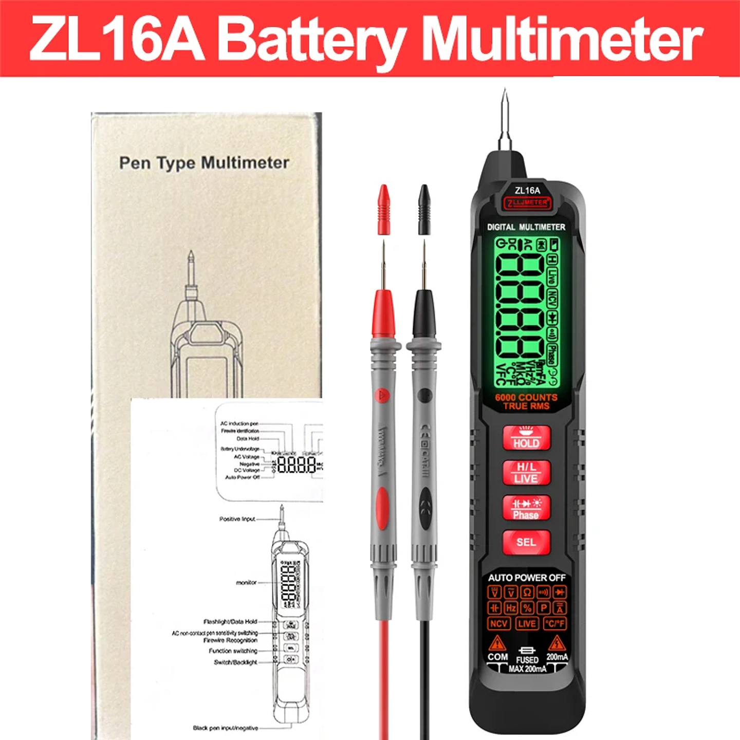 Professional Digital Multimeter | 6000 Counts High-Precision True RMS Tester with NCV & USB Charging 10