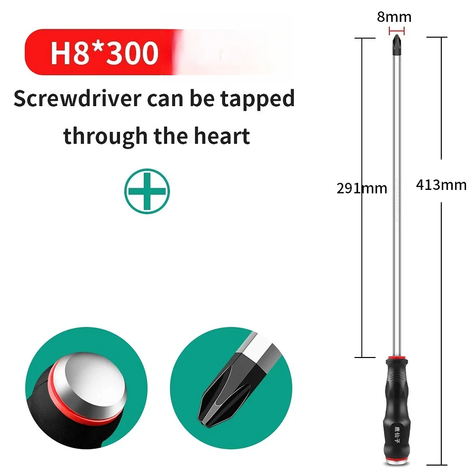 Heavy-Duty Go-Through Screwdriver | High-Torque Magnetic Chrome Vanadium Steel Driver for Automotive & Industrial Use 13