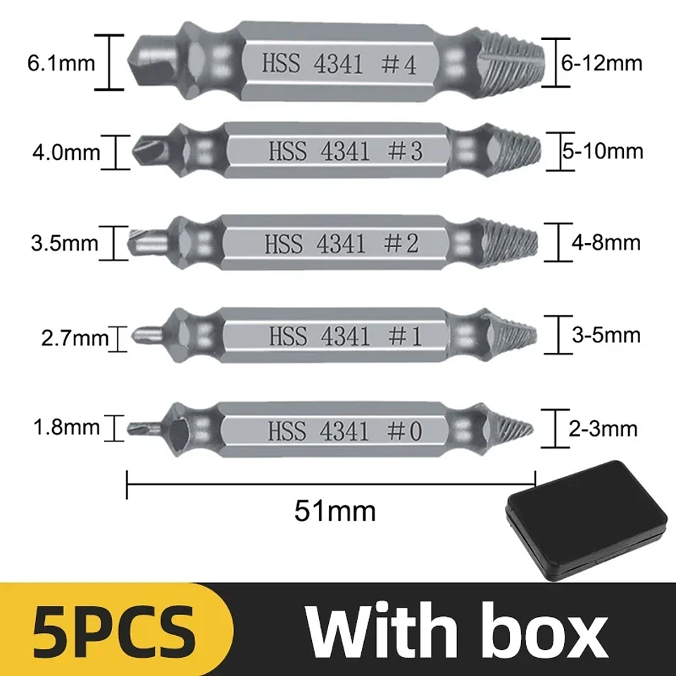 Damaged Screw Extractor Set | 4/5/6pc HSS Broken Bolt Remover Kit 9