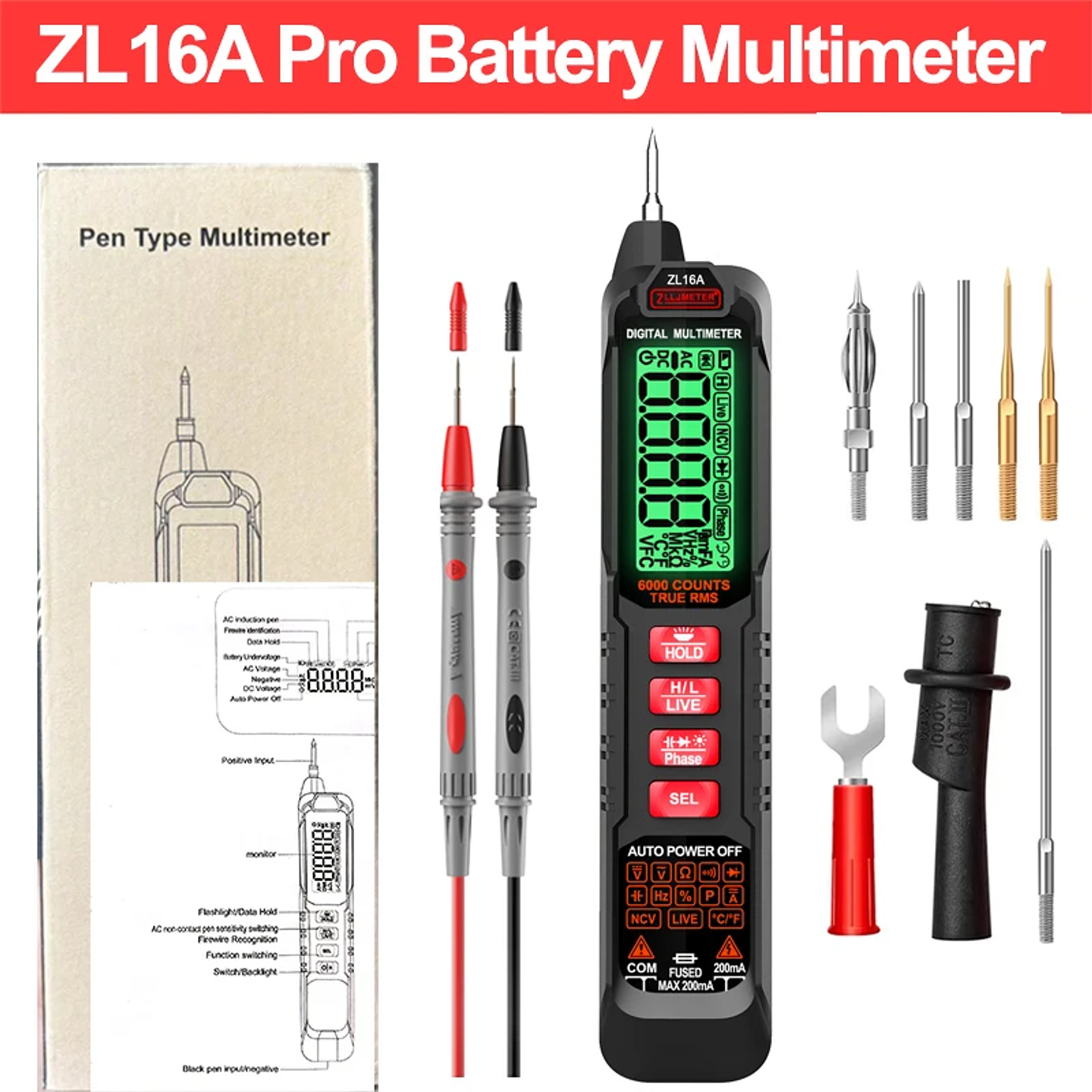 Professional Digital Multimeter | 6000 Counts High-Precision True RMS Tester with NCV & USB Charging 11