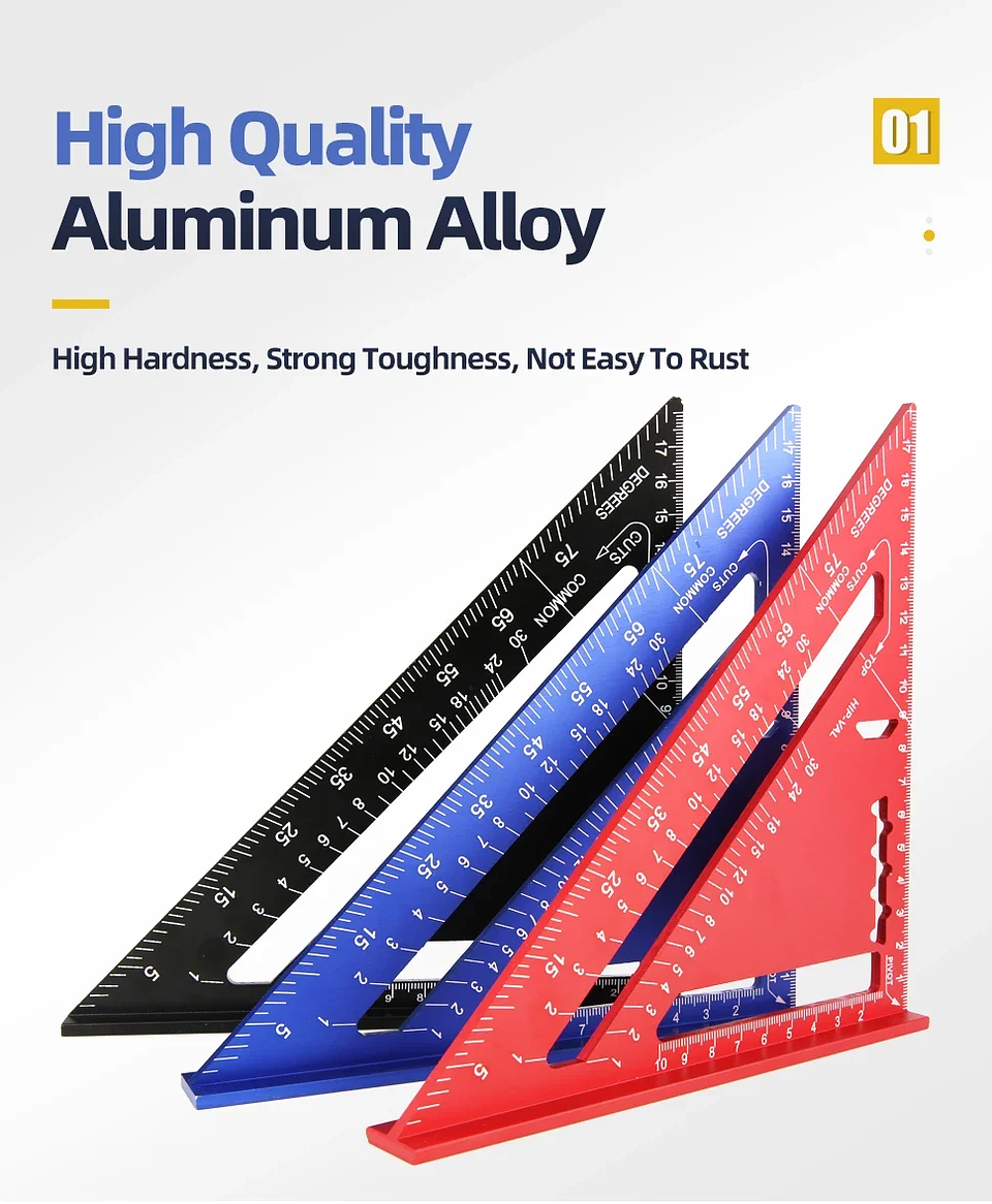 7-Inch Aluminum Alloy Speed Square | Multifunctional Triangle Ruler for Carpentry, Framing, and Layout 13