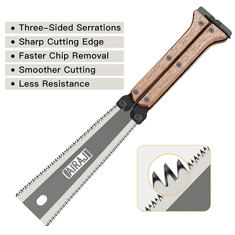 12-Inch Folding Hand Saw | SK5 Steel Fine-Toothed Portable Woodworking Tool