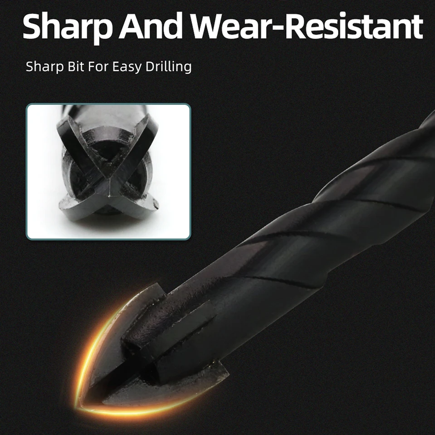 Industrial Hard Alloy Cross Hex Drill Bits | 4-Edge Carbide Tip for Tile, Glass, Concrete, and Wood 5