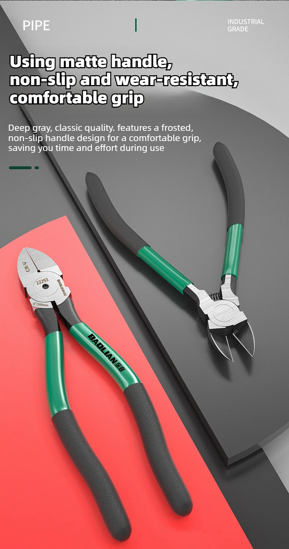 Professional Plastic Nippers | Chrome Vanadium Flush Cutters with Ergonomic Bent Handle 19