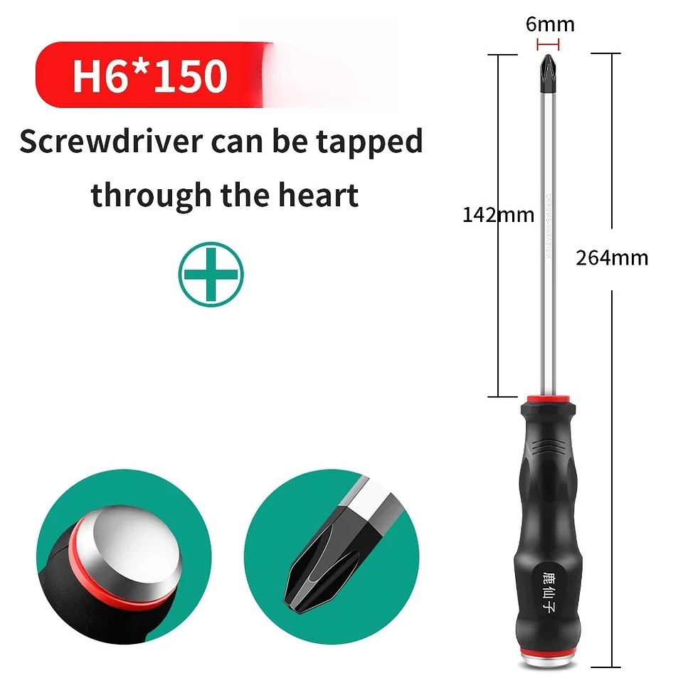 Heavy-Duty Go-Through Screwdriver | High-Torque Magnetic Chrome Vanadium Steel Driver for Automotive & Industrial Use 15