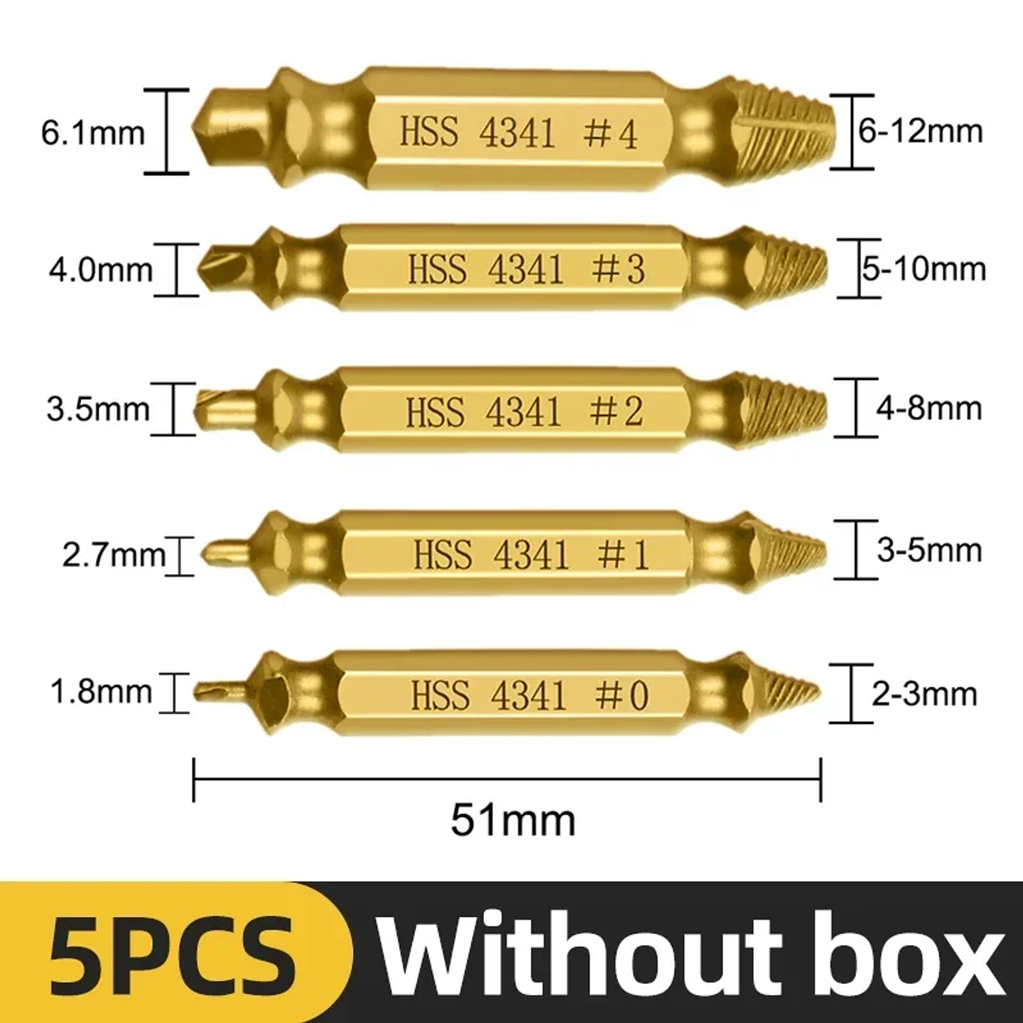 Damaged Screw Extractor Set | 4/5/6pc HSS Broken Bolt Remover Kit 12