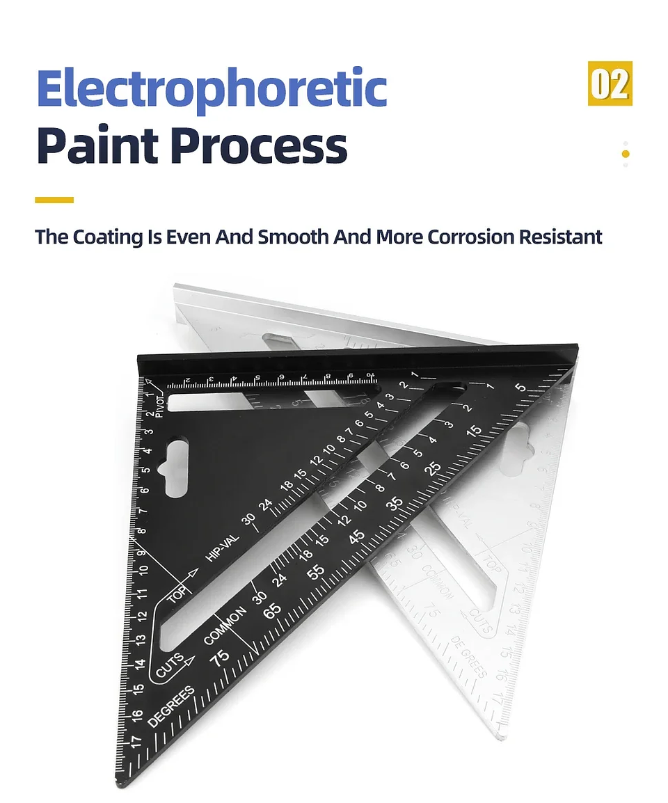 7-Inch Aluminum Alloy Speed Square | Multifunctional Triangle Ruler for Carpentry, Framing, and Layout 14