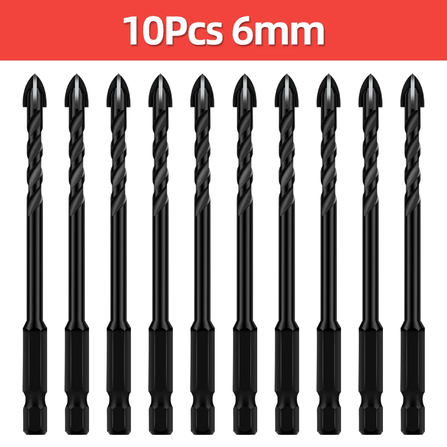 Industrial Hard Alloy Cross Hex Drill Bits | 4-Edge Carbide Tip for Tile, Glass, Concrete, and Wood 7