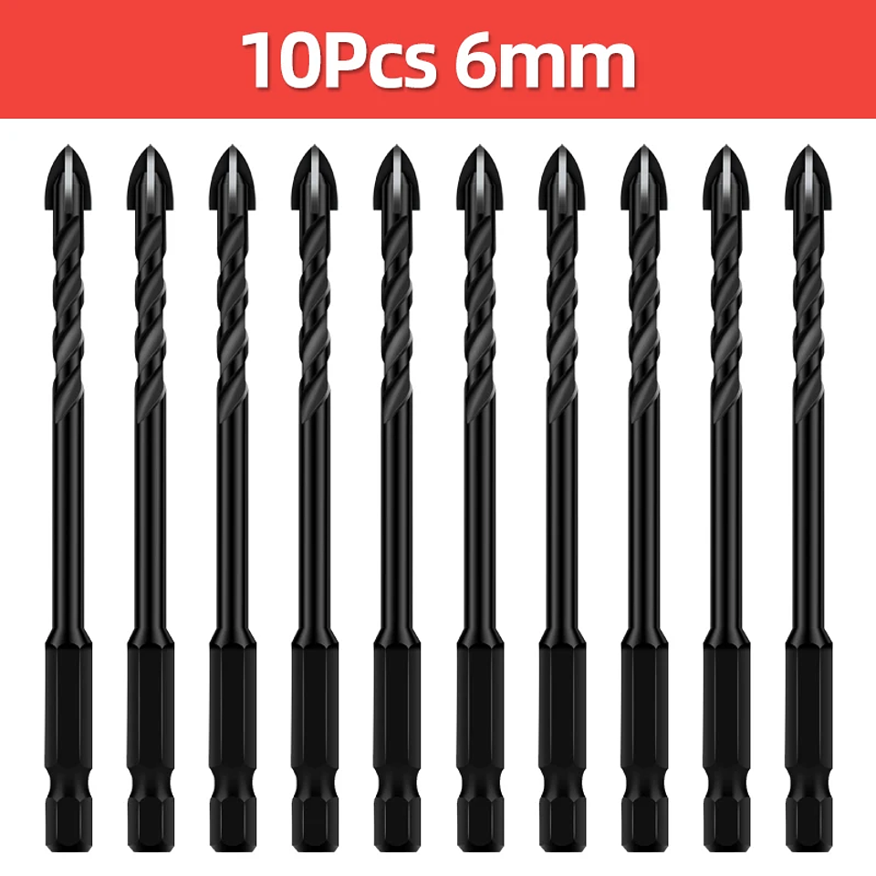 Industrial Hard Alloy Cross Hex Drill Bits | 4-Edge Carbide Tip for Tile, Glass, Concrete, and Wood 7