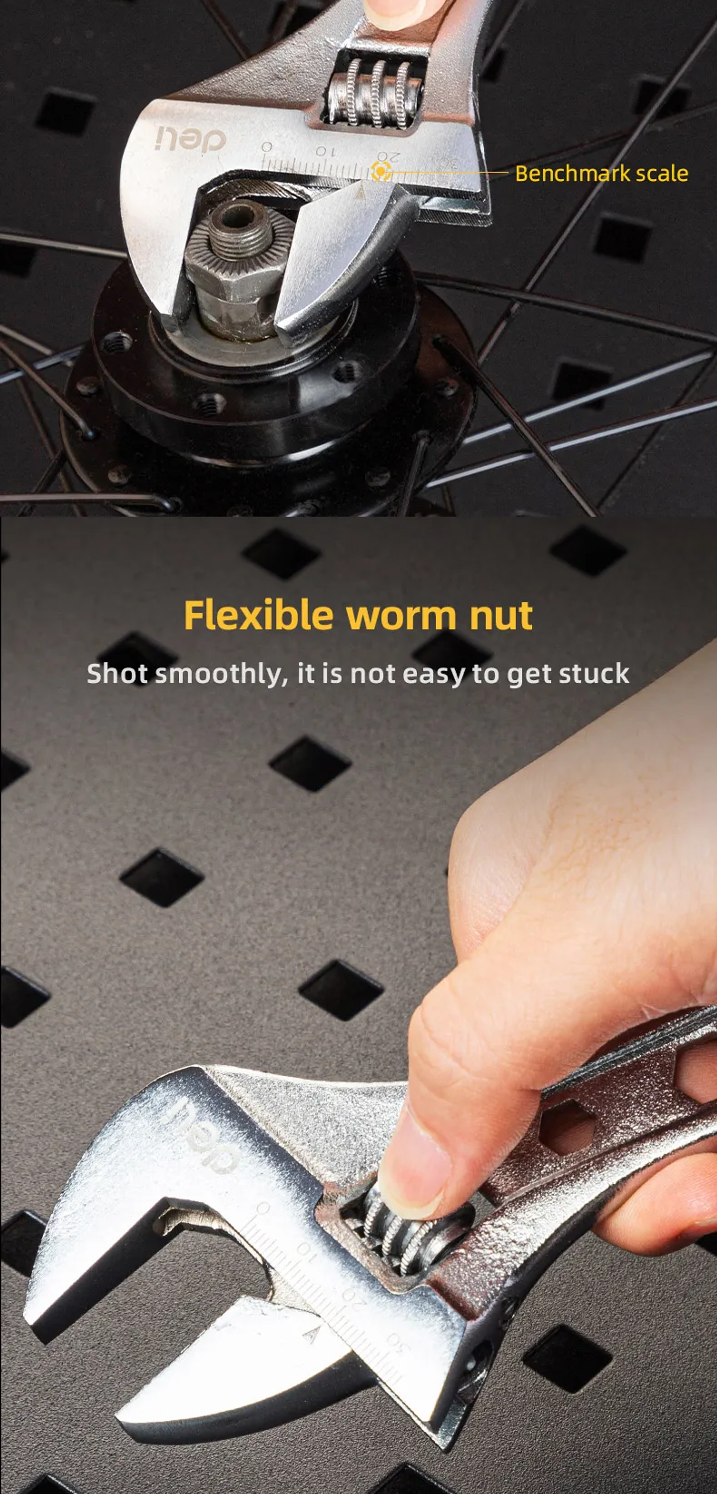 Deli Professional Adjustable Spanner | High-Torque Carbon Steel Wrench with Corrosion-Resistant Black Oxide Finish 14