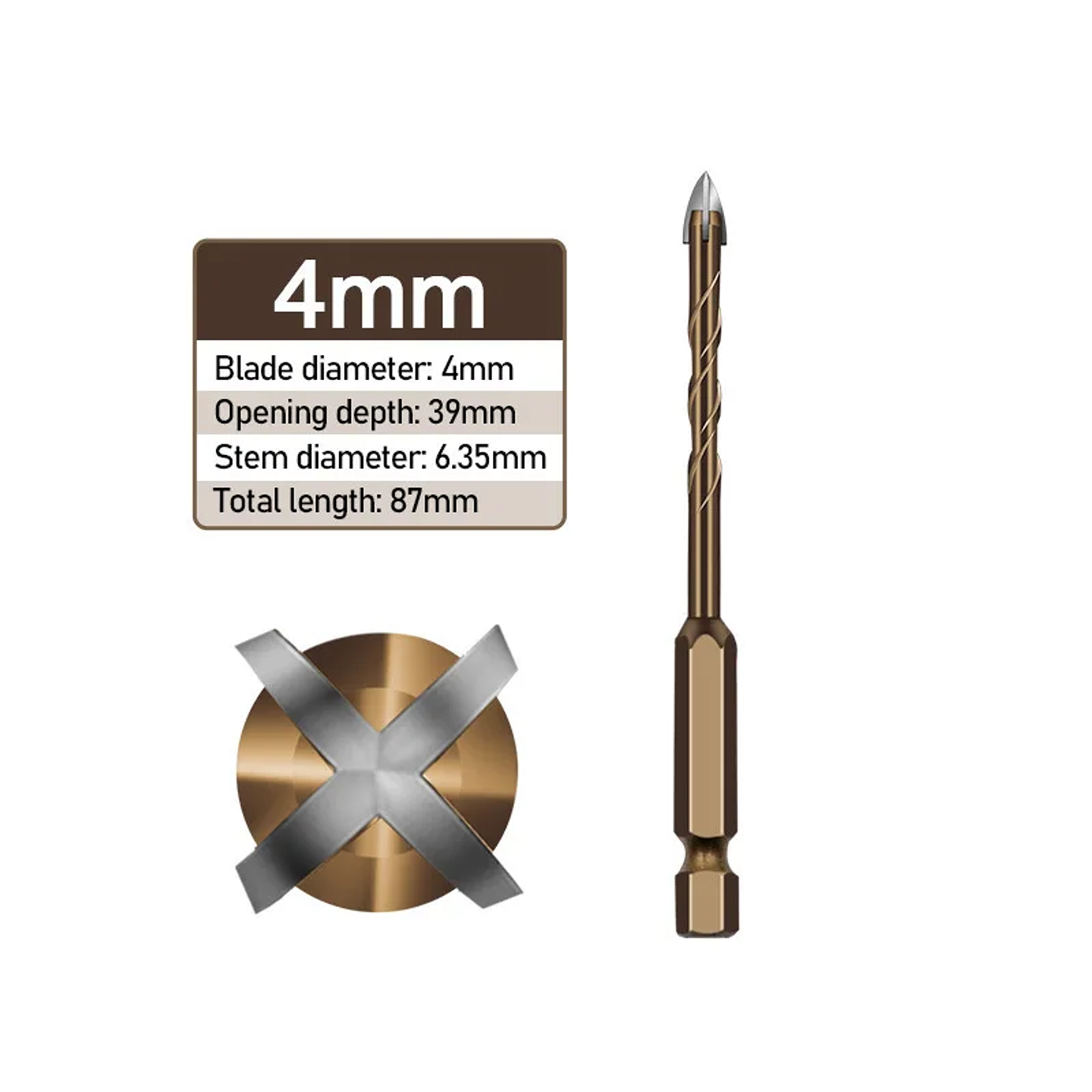 Industrial Cross Hex Tile & Glass Drill Bits | Titanium-Coated Carbide Masonry Bit for Concrete, Porcelain & Stone 9