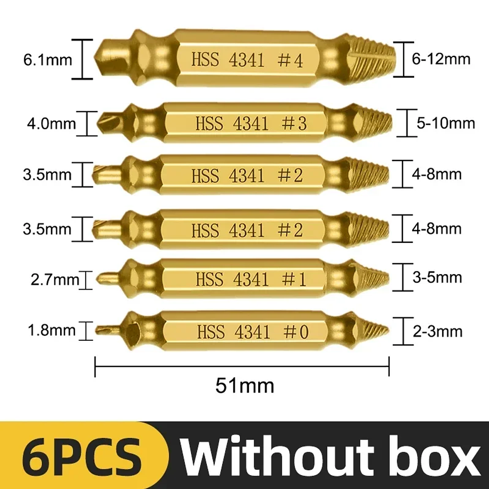 Damaged Screw Extractor Set | 4/5/6pc HSS Broken Bolt Remover Kit 15