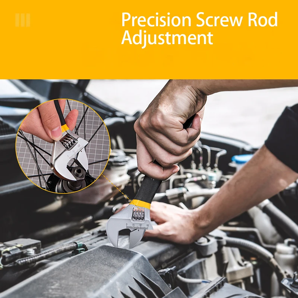 Deli Professional Adjustable Spanner | High-Torque Carbon Steel Wrench with Corrosion-Resistant Black Oxide Finish 16