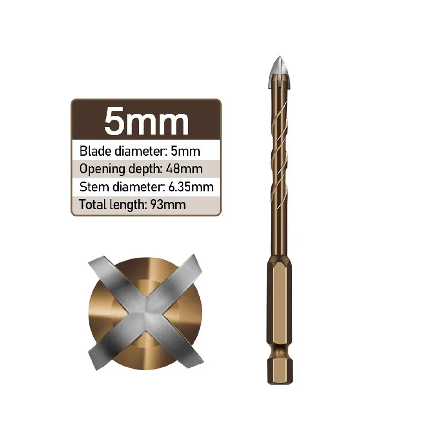 Industrial Cross Hex Tile & Glass Drill Bits | Titanium-Coated Carbide Masonry Bit for Concrete, Porcelain & Stone 10