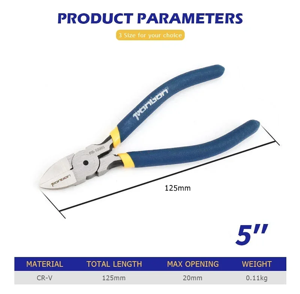 Professional Diagonal Cutting Pliers | Chrome Vanadium Side Cutters & Wire Stripping Tool (5/6 Inch) 12