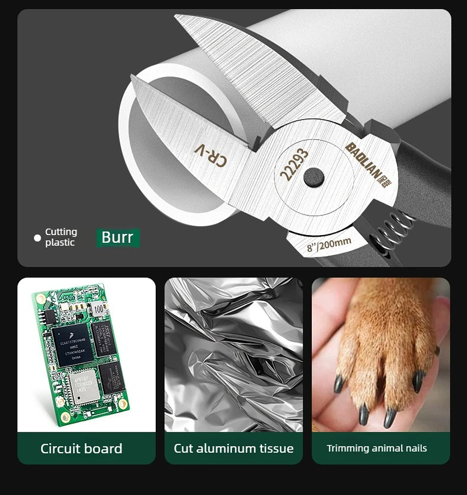 Professional Plastic Nippers | Chrome Vanadium Flush Cutters with Ergonomic Bent Handle 22