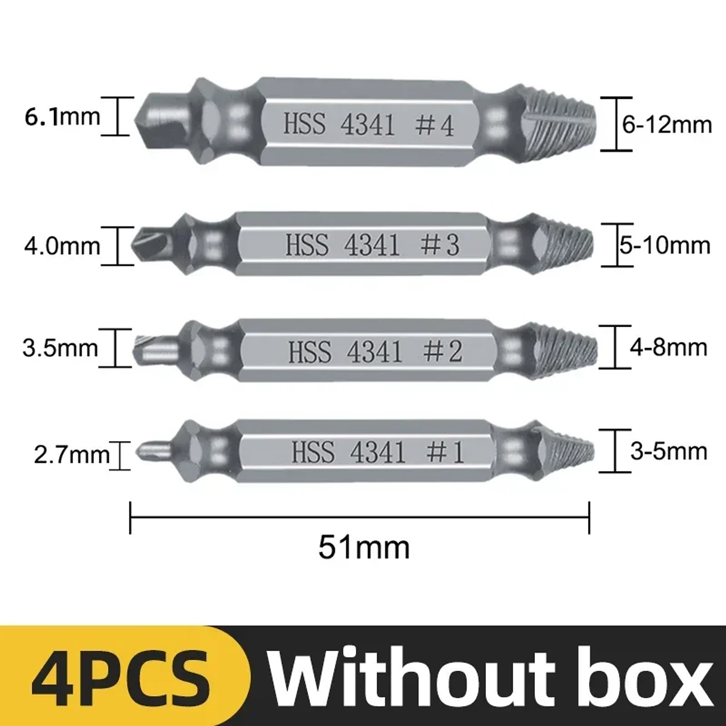 Damaged Screw Extractor Set | 4/5/6pc HSS Broken Bolt Remover Kit 16
