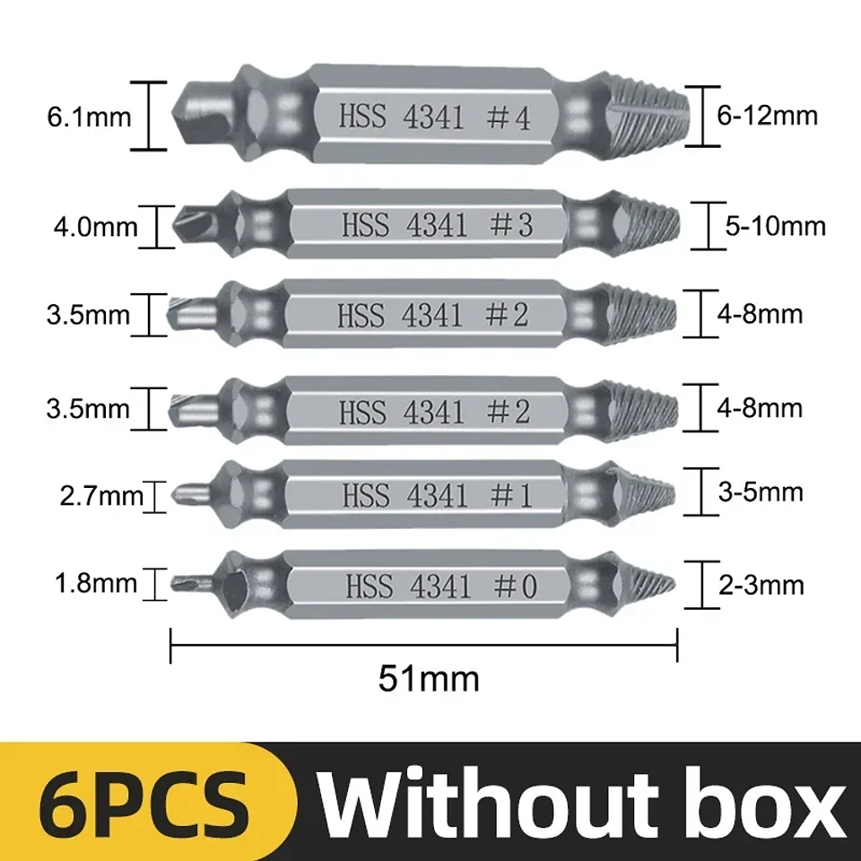 Damaged Screw Extractor Set | 4/5/6pc HSS Broken Bolt Remover Kit 17