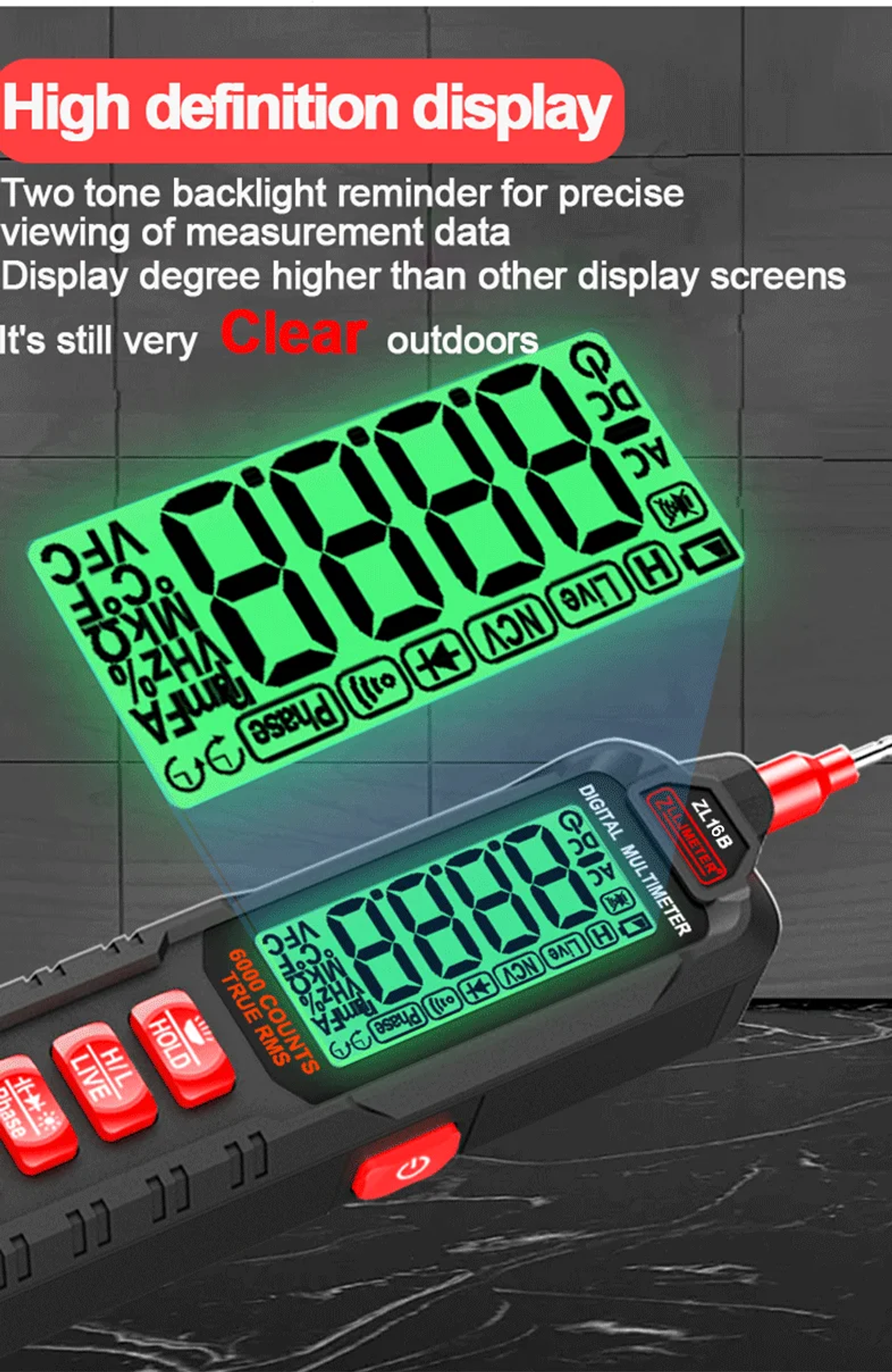 Professional Digital Multimeter | 6000 Counts High-Precision True RMS Tester with NCV & USB Charging 17