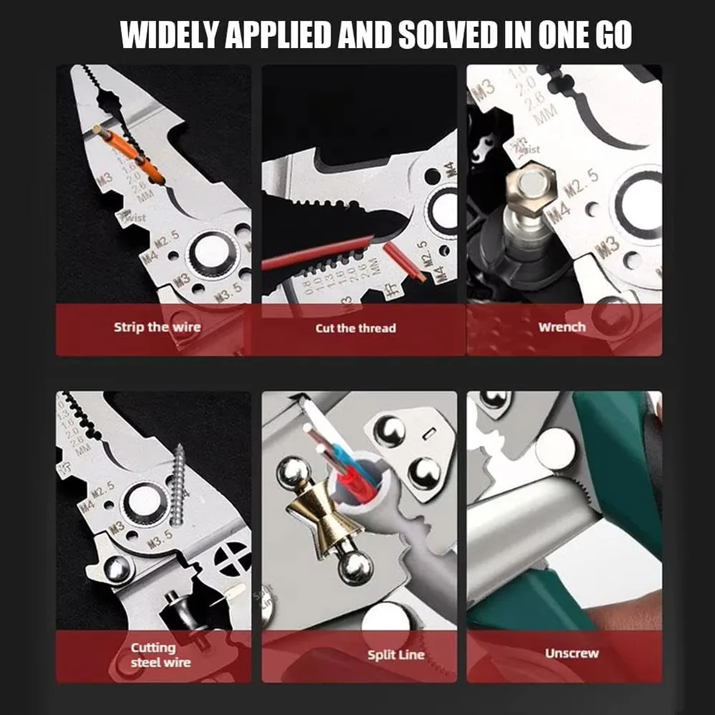 Stainless Steel 217mm Multi-Functional Electrician Wire Stripper Pliers 3