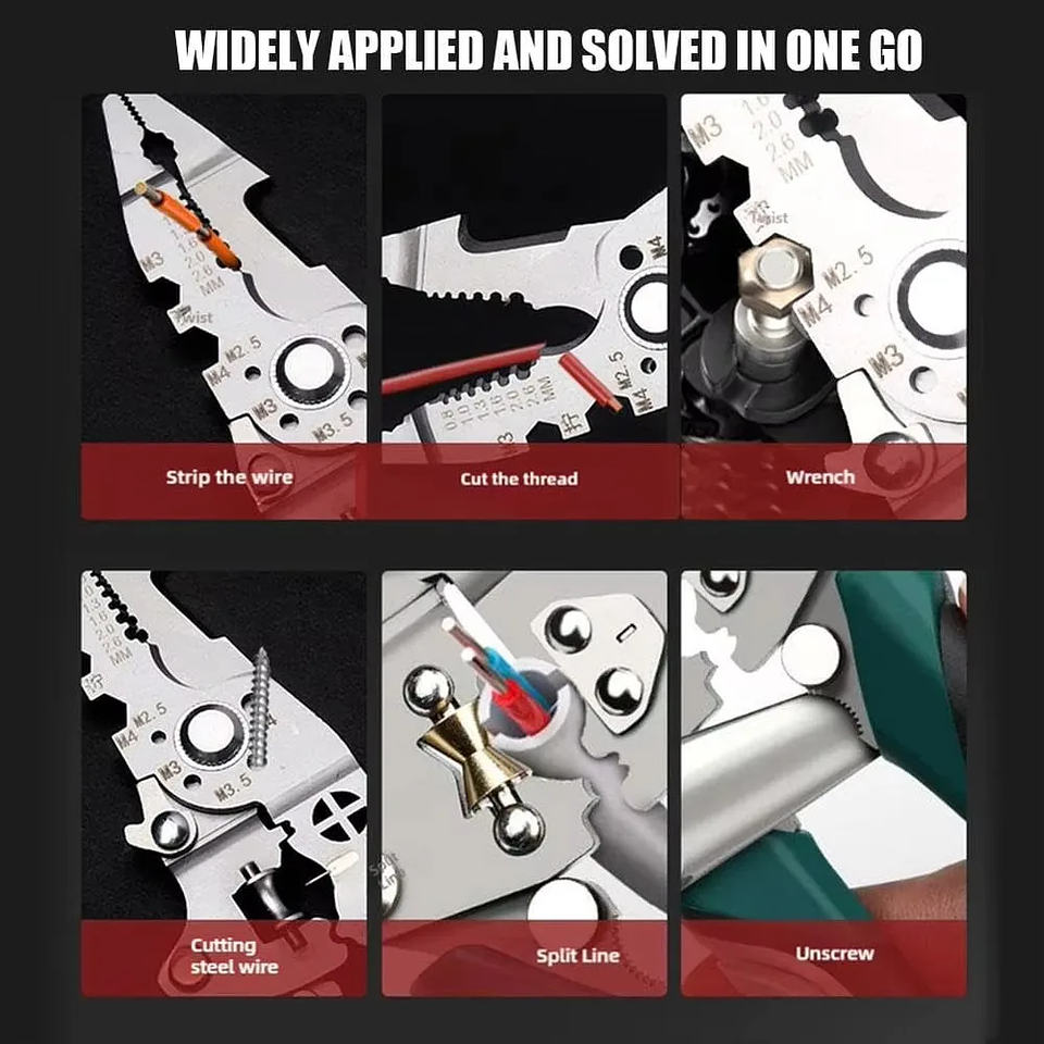 Stainless Steel 217mm Multi-Functional Electrician Wire Stripper Pliers 3