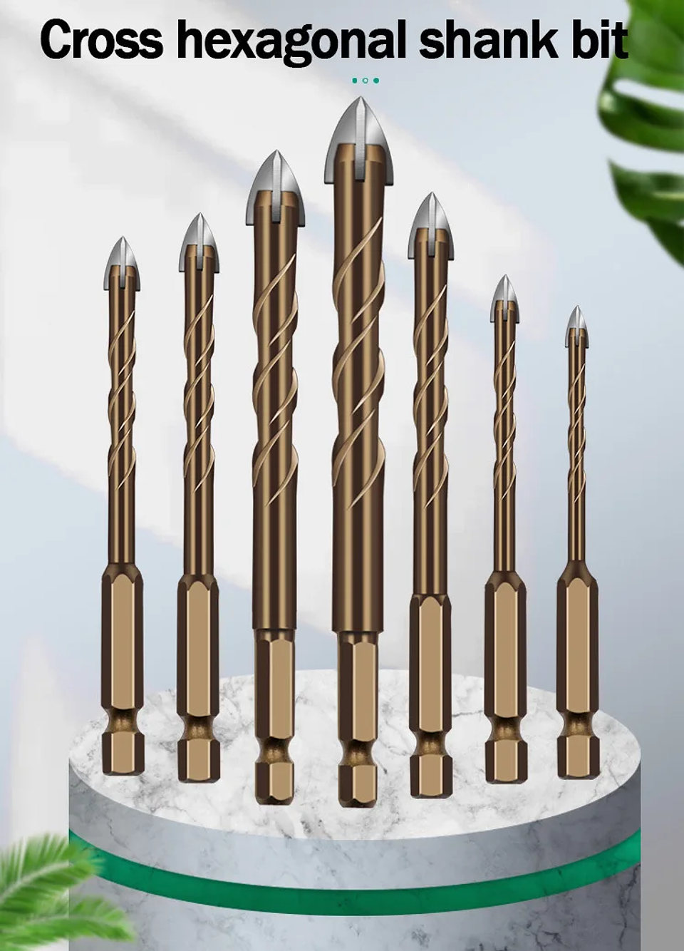 Industrial Cross Hex Tile & Glass Drill Bits | Titanium-Coated Carbide Masonry Bit for Concrete, Porcelain & Stone 16