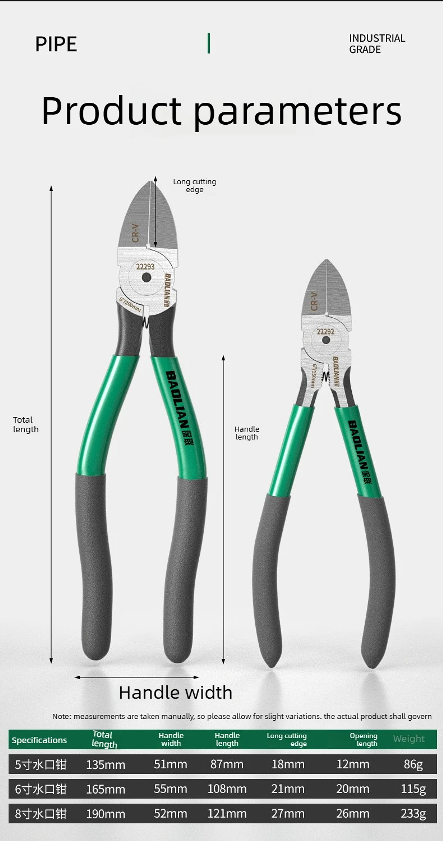 Professional Plastic Nippers | Chrome Vanadium Flush Cutters with Ergonomic Bent Handle 23