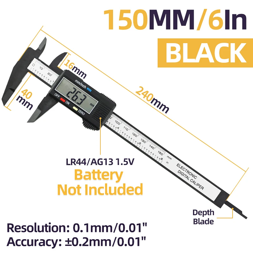 Digital Vernier Caliper | 150mm Electronic Carbon Fiber Micrometer 7