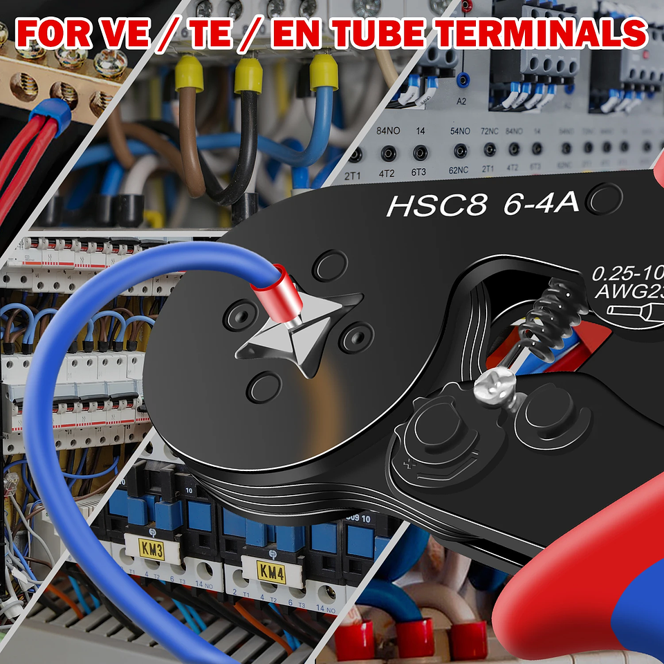 HSC8 6-4A Mini Ferrule Crimping Pliers | Precision Square Crimp Tool 4