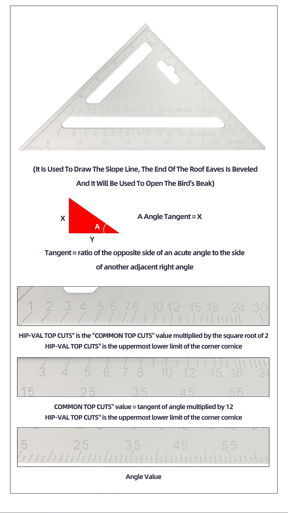 7-Inch Aluminum Alloy Speed Square | Multifunctional Triangle Ruler for Carpentry, Framing, and Layout 19