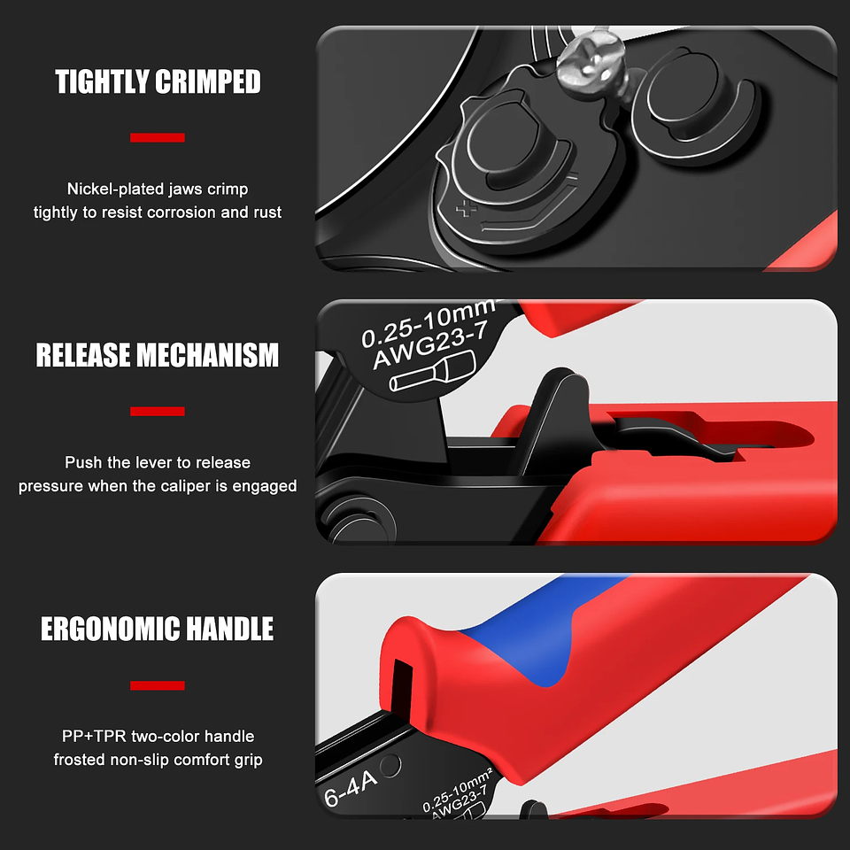 HSC8 6-4A Mini Ferrule Crimping Pliers | Precision Square Crimp Tool 5