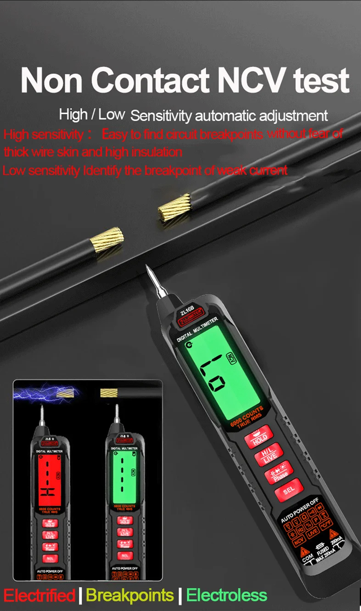 Professional Digital Multimeter | 6000 Counts High-Precision True RMS Tester with NCV & USB Charging 22