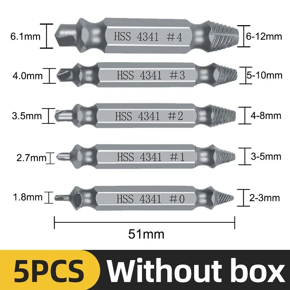 Damaged Screw Extractor Set | 4/5/6pc HSS Broken Bolt Remover Kit 18