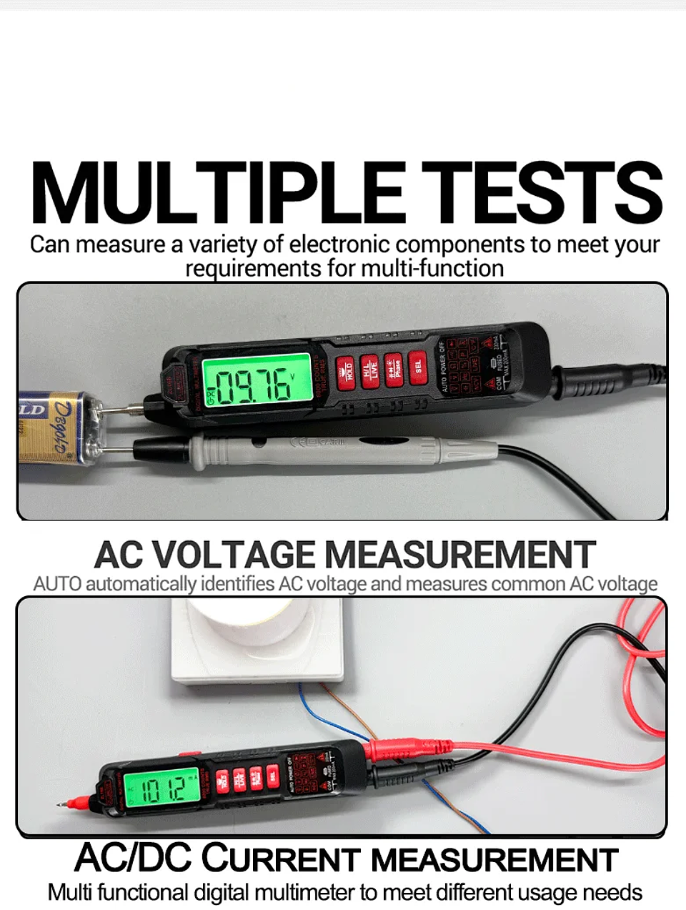Professional Digital Multimeter | 6000 Counts High-Precision True RMS Tester with NCV & USB Charging 23