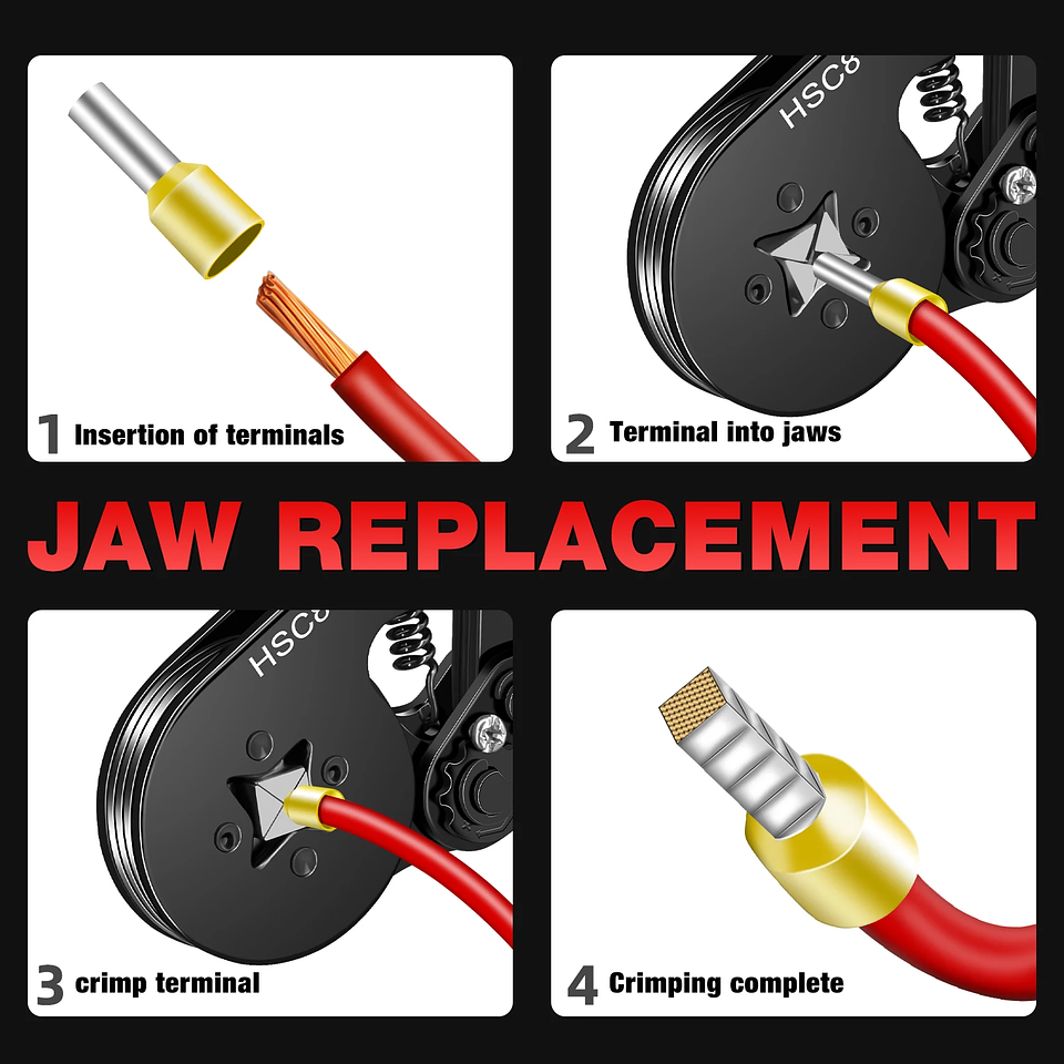 HSC8 6-4A Mini Ferrule Crimping Pliers | Precision Square Crimp Tool 6