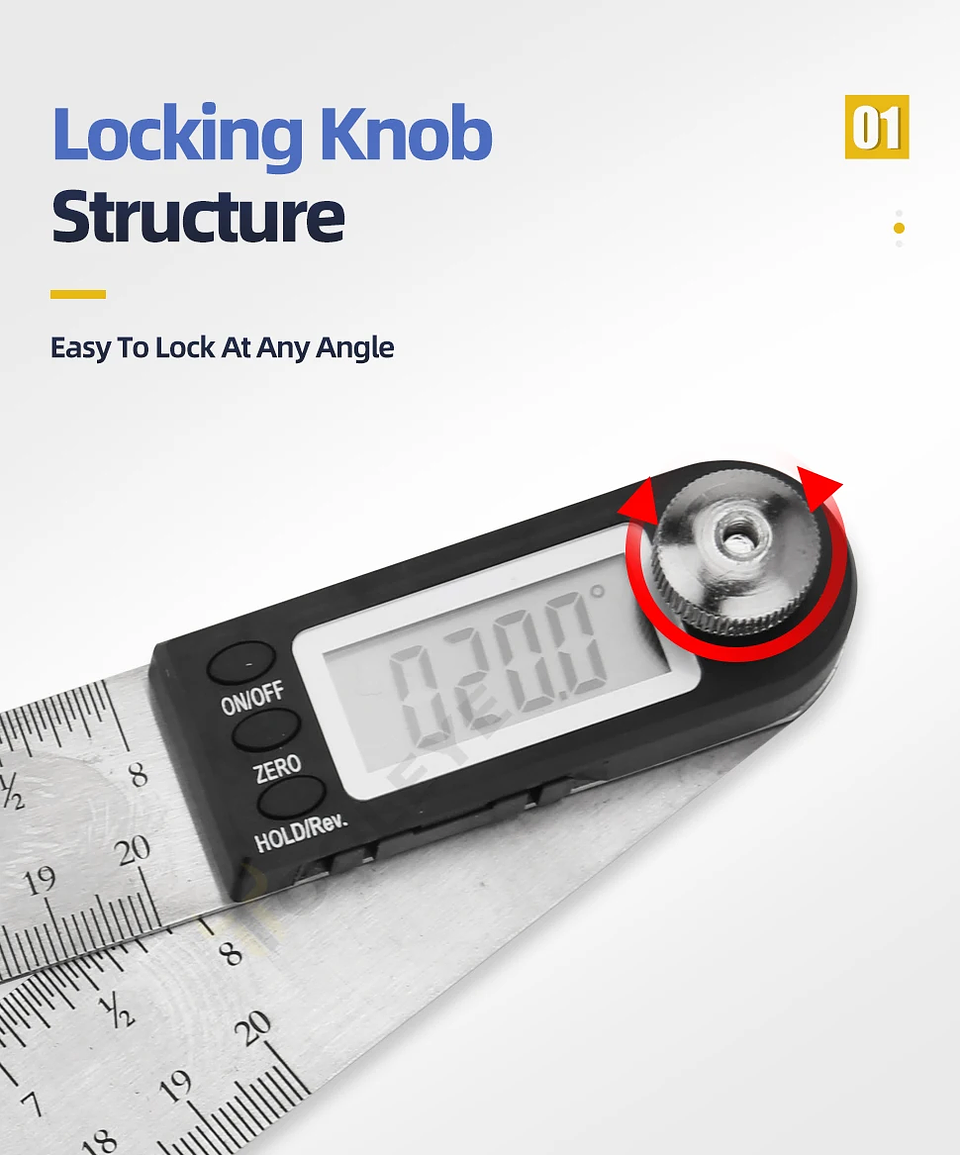 2-in-1 Digital Protractor & Angle Ruler | 360° Electronic Goniometer with LCD Display (200mm/8-Inch) 19