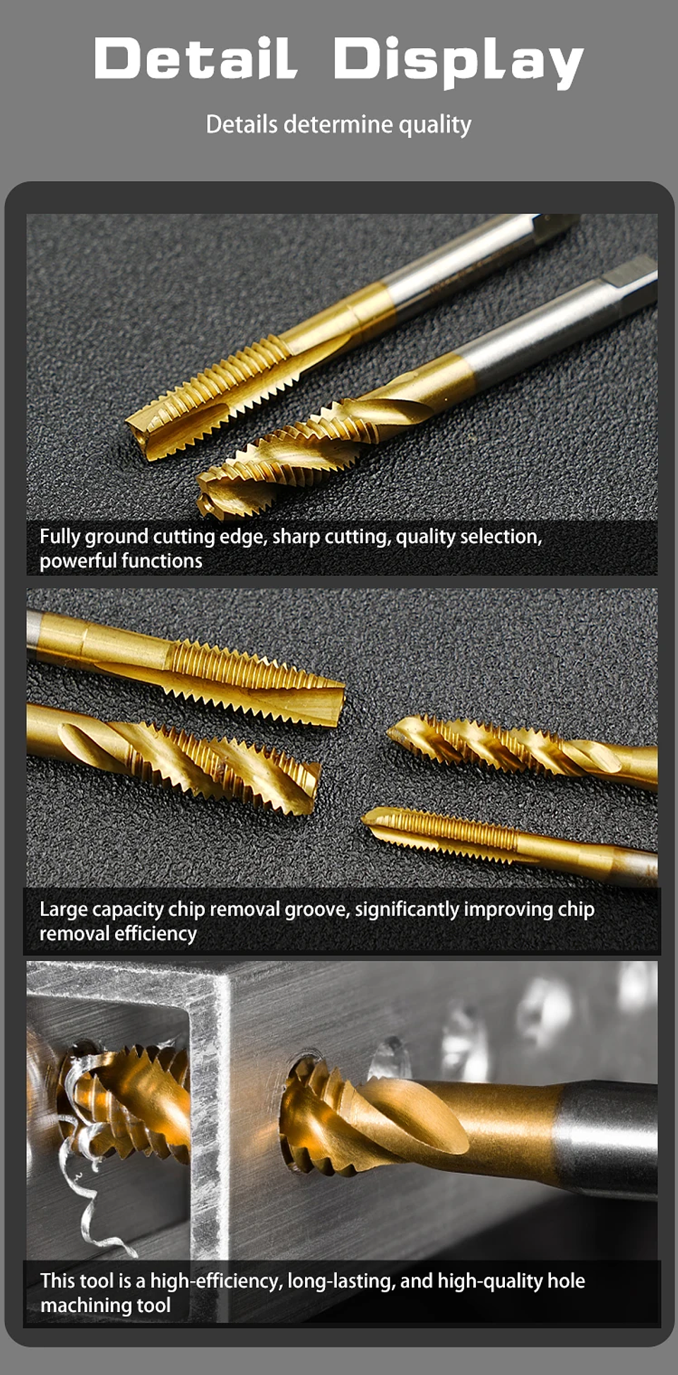 Titanium-Coated Spiral Tap | HSS Metric Machine Taps for Alloy Steel & Aluminum (M2–M12) 19