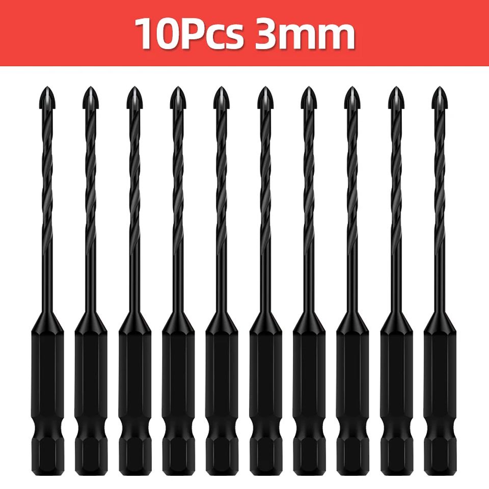 Industrial Hard Alloy Cross Hex Drill Bits | 4-Edge Carbide Tip for Tile, Glass, Concrete, and Wood 20