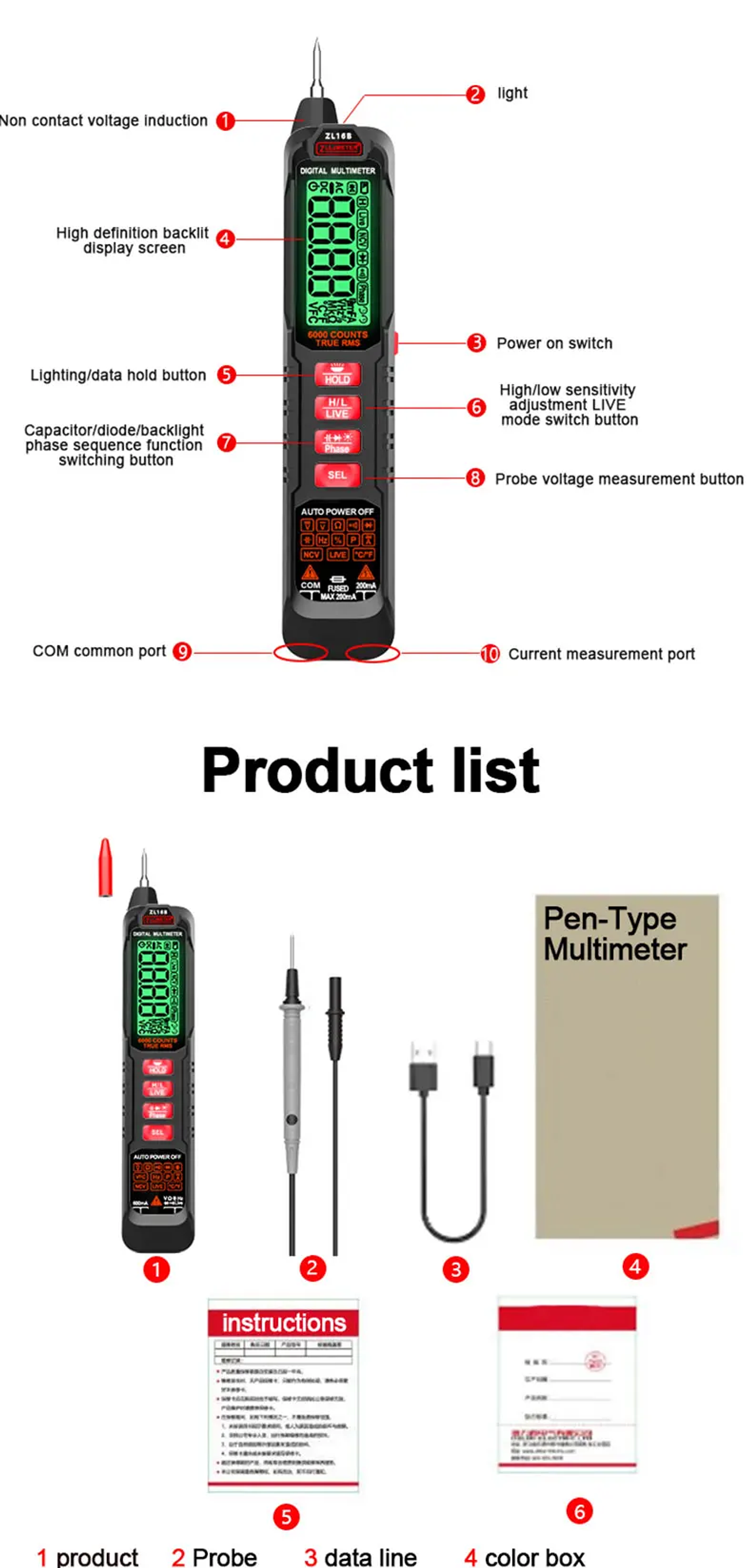 Professional Digital Multimeter | 6000 Counts High-Precision True RMS Tester with NCV & USB Charging 28