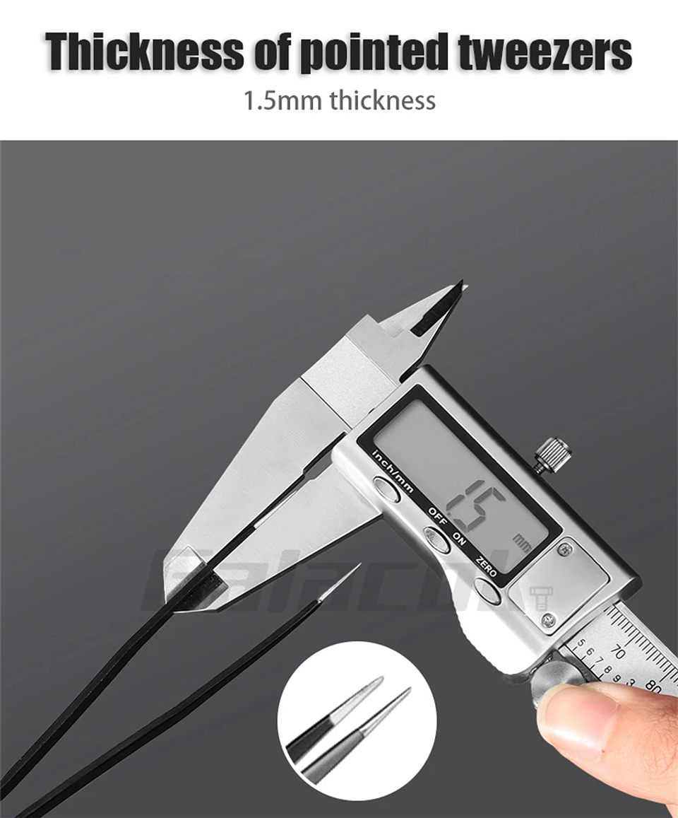 Antistatic Stainless Steel Tweezers 6 PCS Precision Maintenance Industrial Repair Curved Tool Home Work Model Making Hand Tools 10