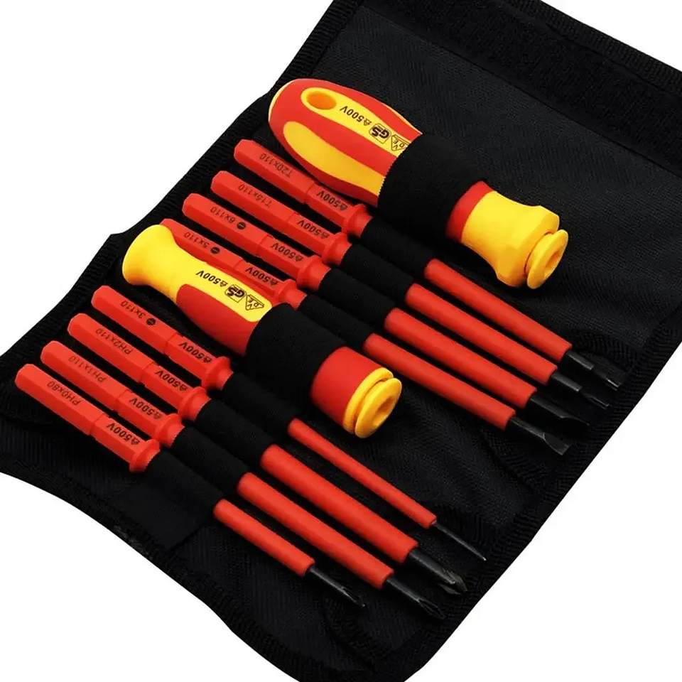10-Piece Insulated VDE-Style Screwdriver Set | 500V Chrome-Vanadium Electrical Kit 3