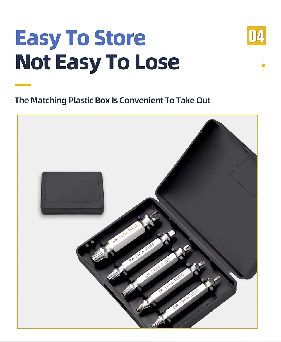 Damaged Screw Extractor Set | 4/5/6pc HSS Broken Bolt Remover Kit 22