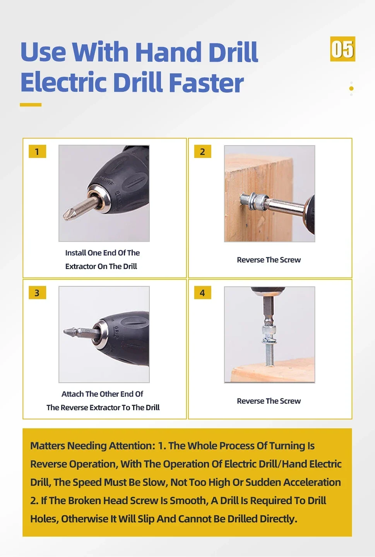 Damaged Screw Extractor Set | 4/5/6pc HSS Broken Bolt Remover Kit 23