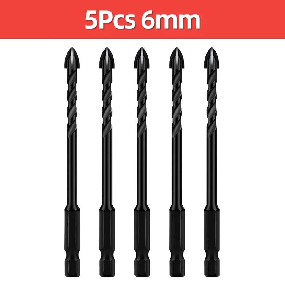 Industrial Hard Alloy Cross Hex Drill Bits | 4-Edge Carbide Tip for Tile, Glass, Concrete, and Wood 24