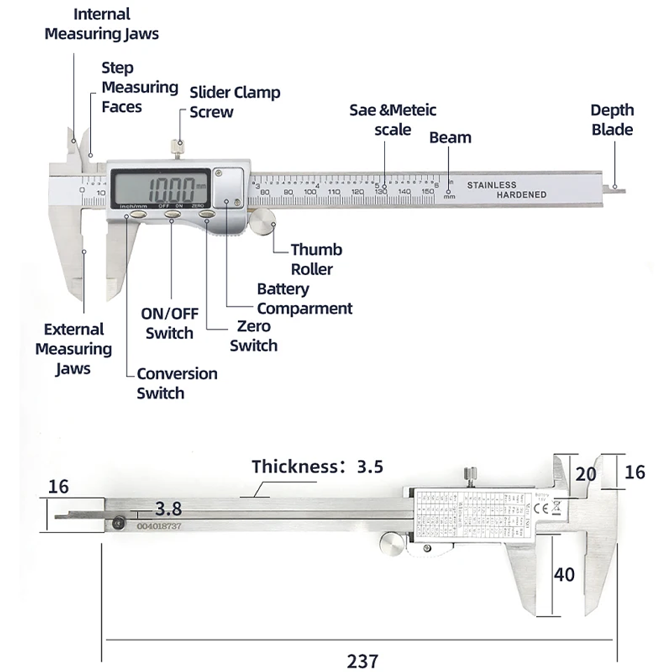 Precision 150mm Digital Caliper | Professional Stainless Steel Micrometer Gauge 5