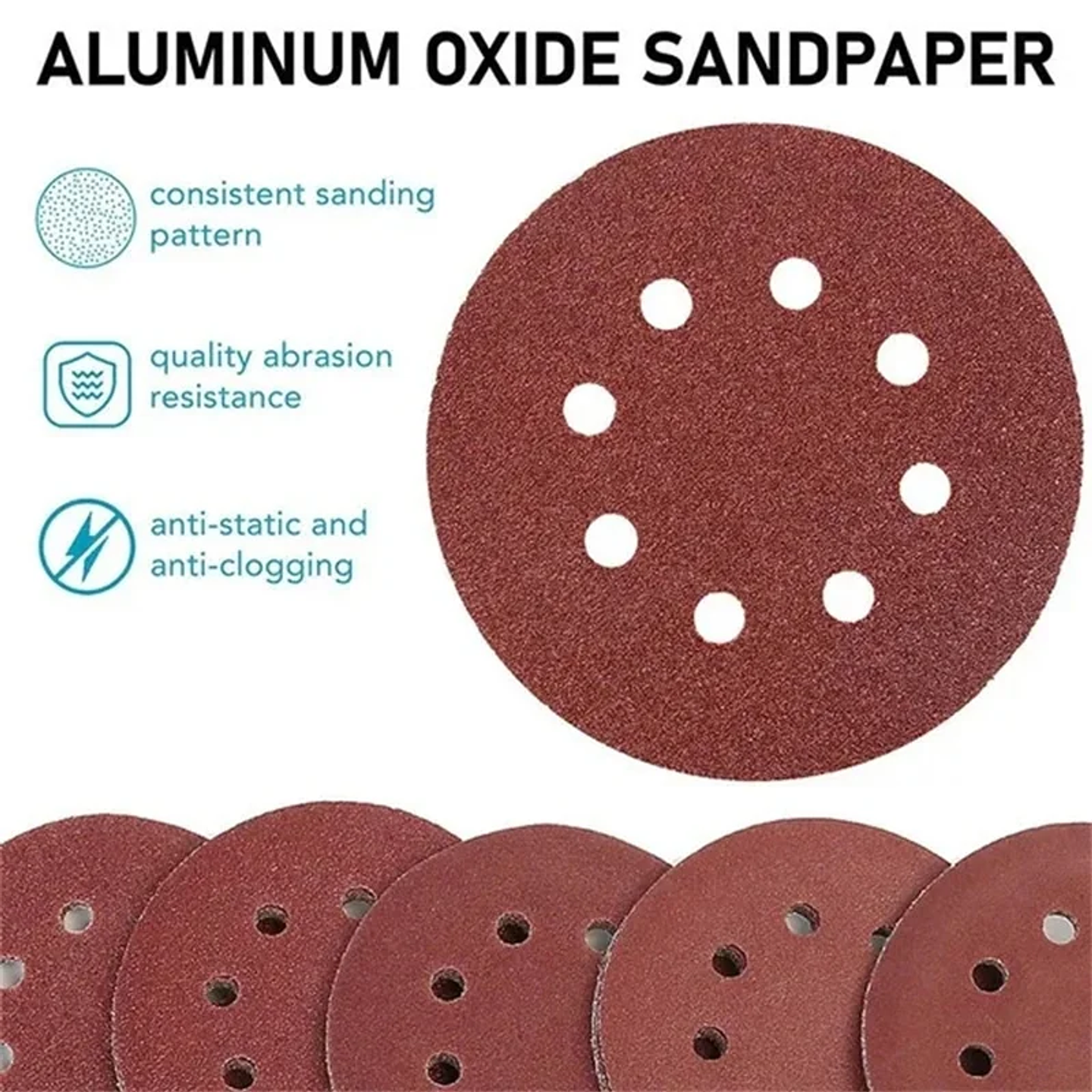 5-Inch 8-Hole Sanding Discs | Premium Aluminium Oxide Hook & Loop Sandpaper Set 10