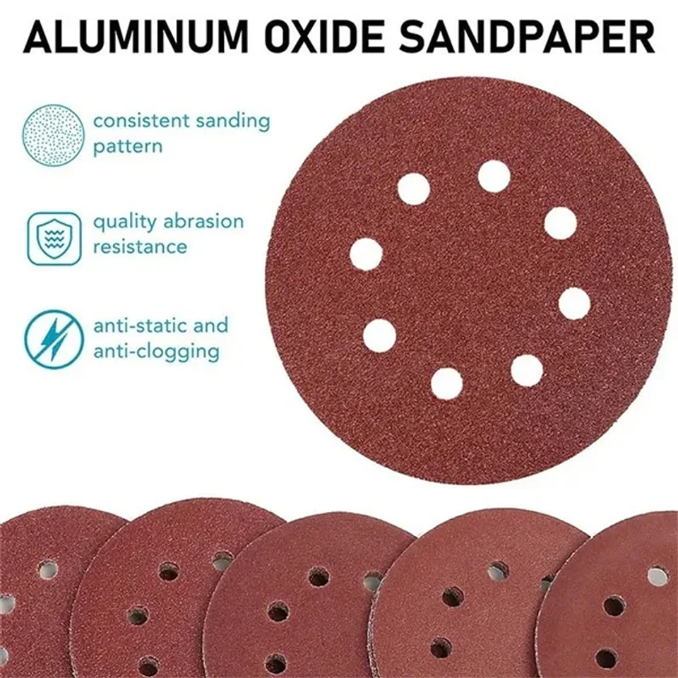 5-Inch 8-Hole Sanding Discs | Premium Aluminium Oxide Hook & Loop Sandpaper Set 10