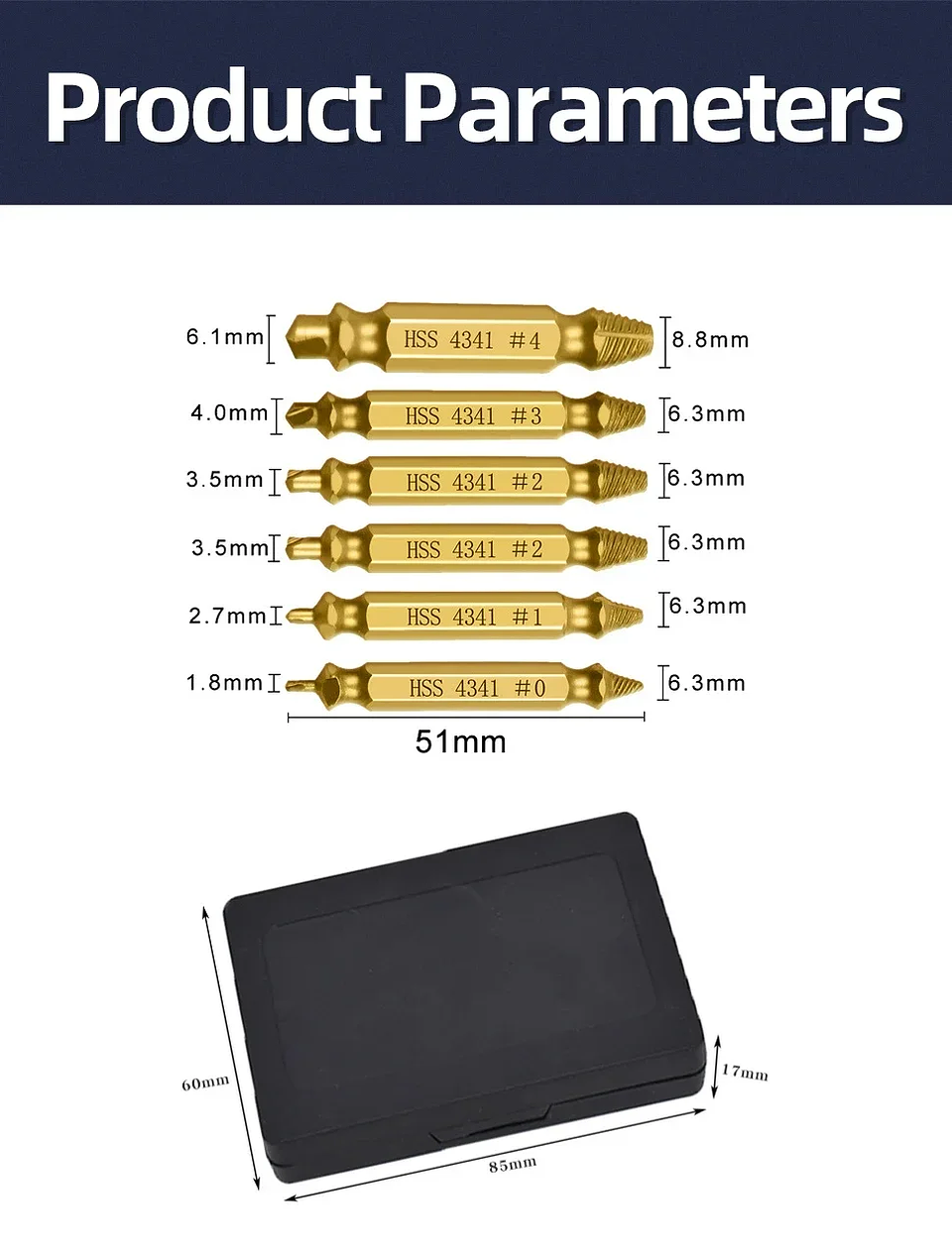 Damaged Screw Extractor Set | 4/5/6pc HSS Broken Bolt Remover Kit 24